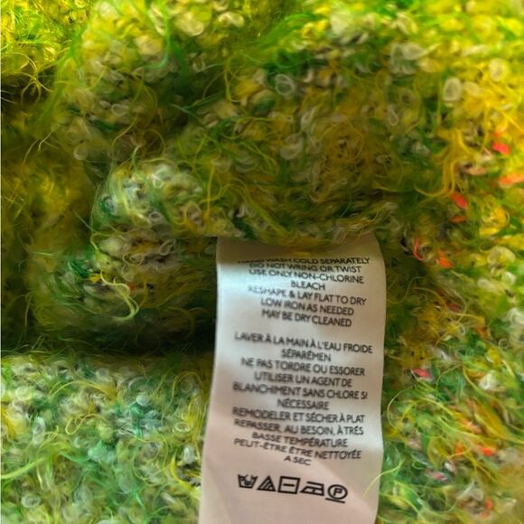 NWT free people stardust pullover lemon lime green yellow fuzzy mock sweater - Picture 7 of 7